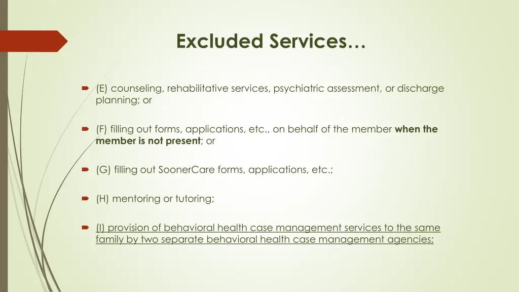 excluded services