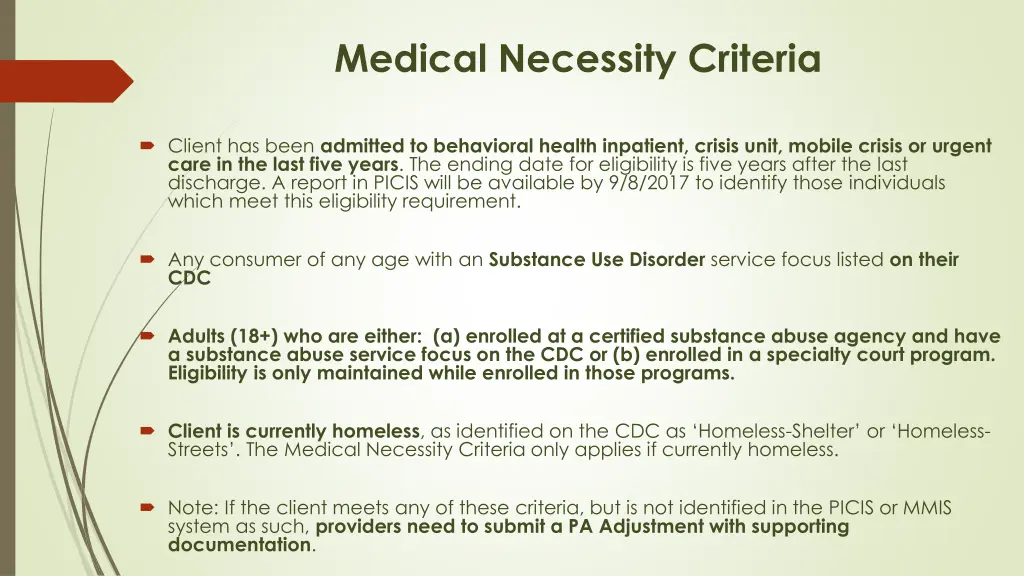 medical necessity criteria