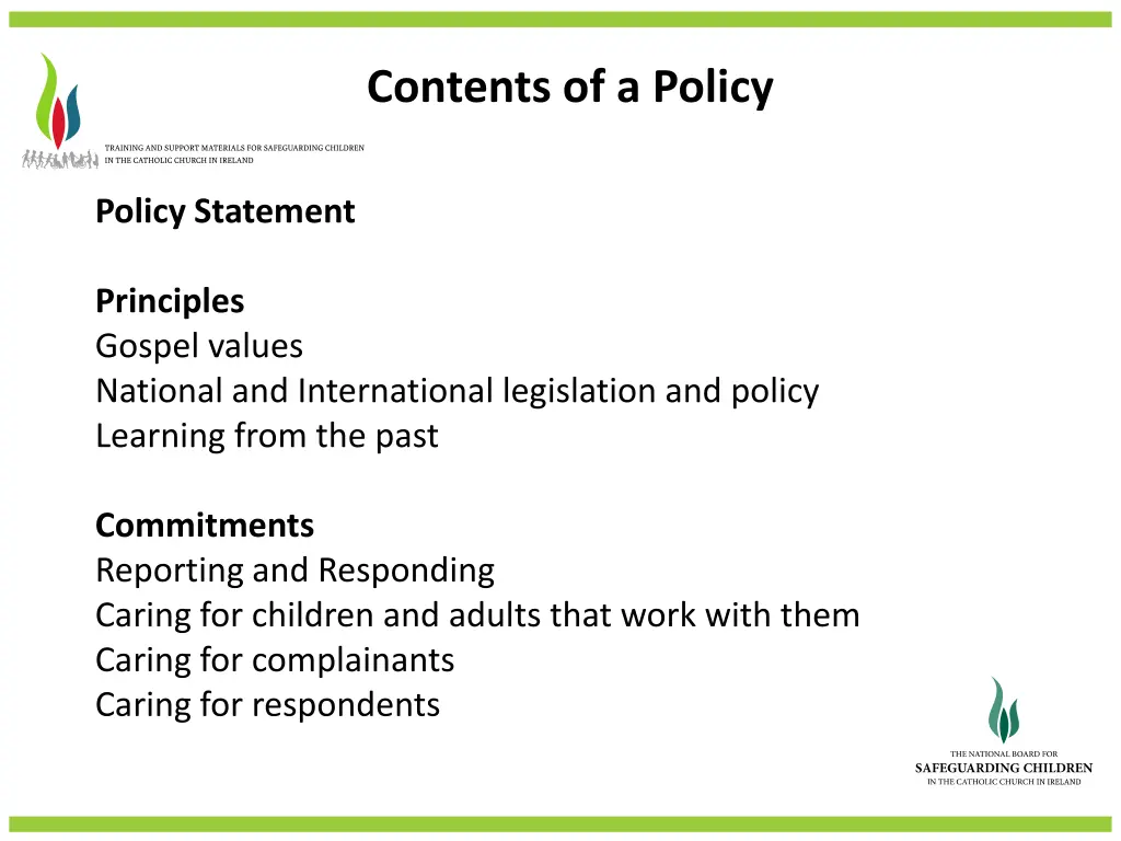 contents of a policy