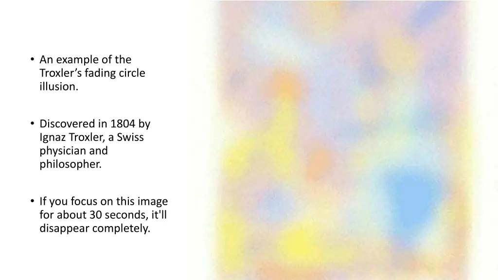 an example of the troxler s fading circle illusion