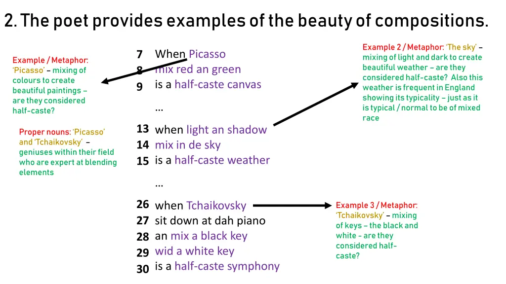 2 the poet provides examples of the beauty