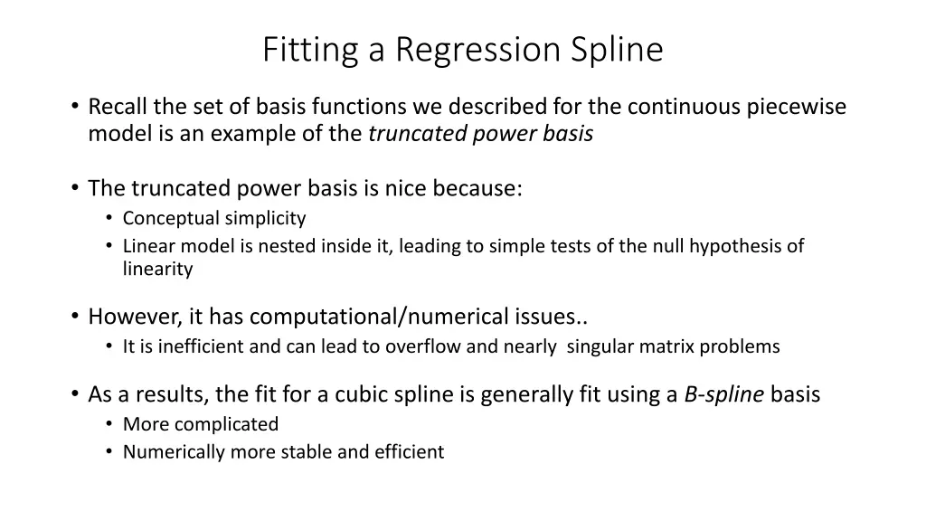 fitting a regression spline
