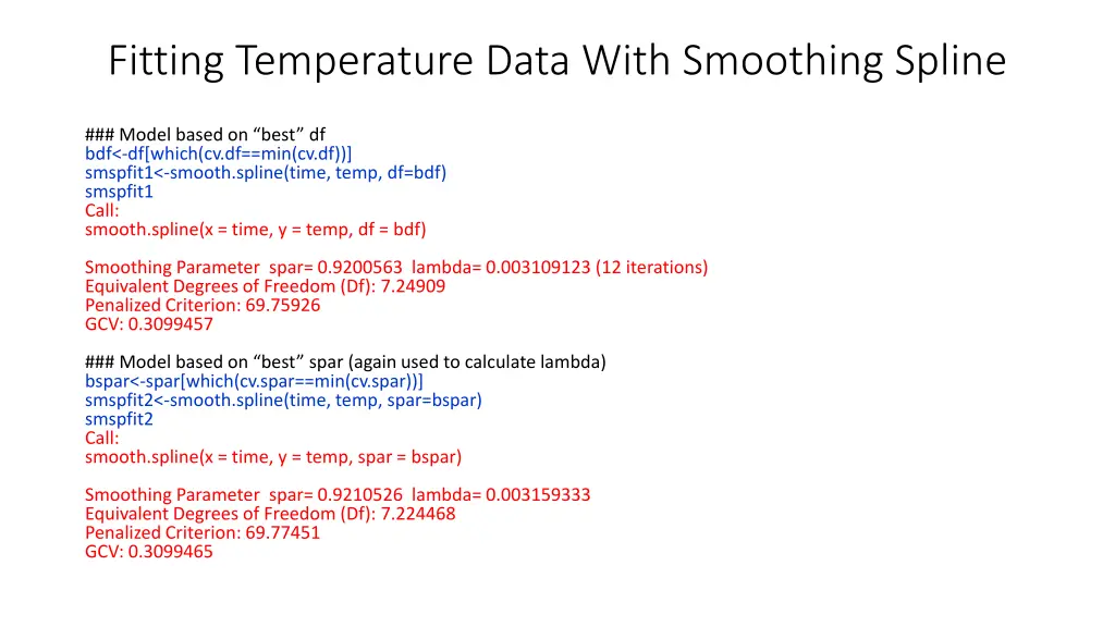 fitting temperature data with smoothing spline 1