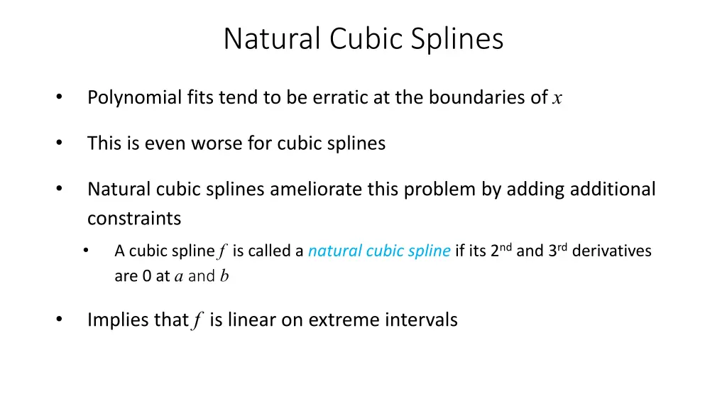 natural cubic splines