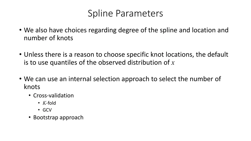 spline parameters