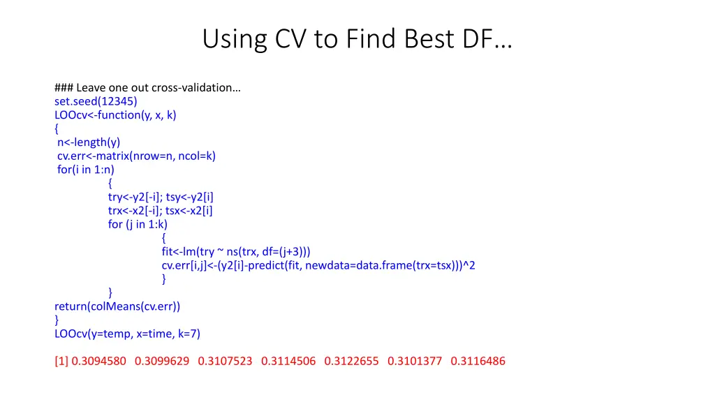 using cv to find best df 1