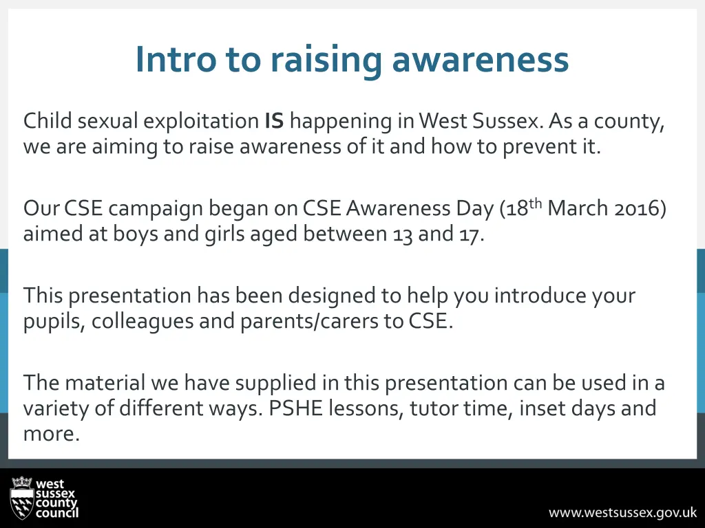 intro to raising awareness