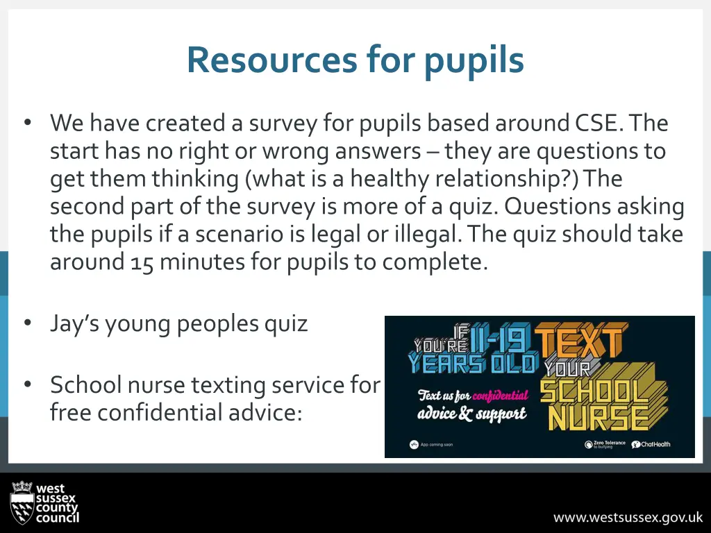 resources for pupils