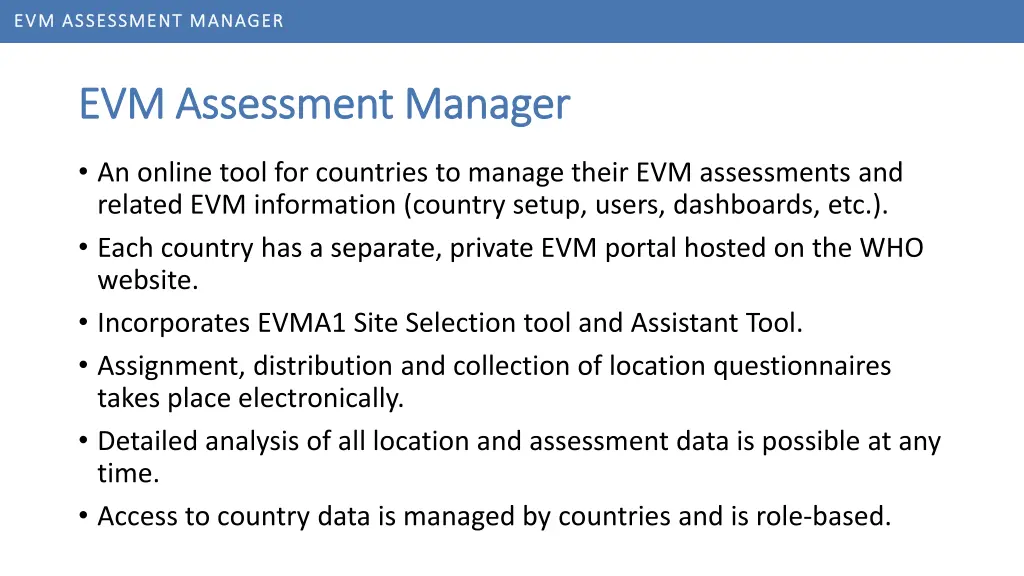 evm assessment manager evm assessment manager