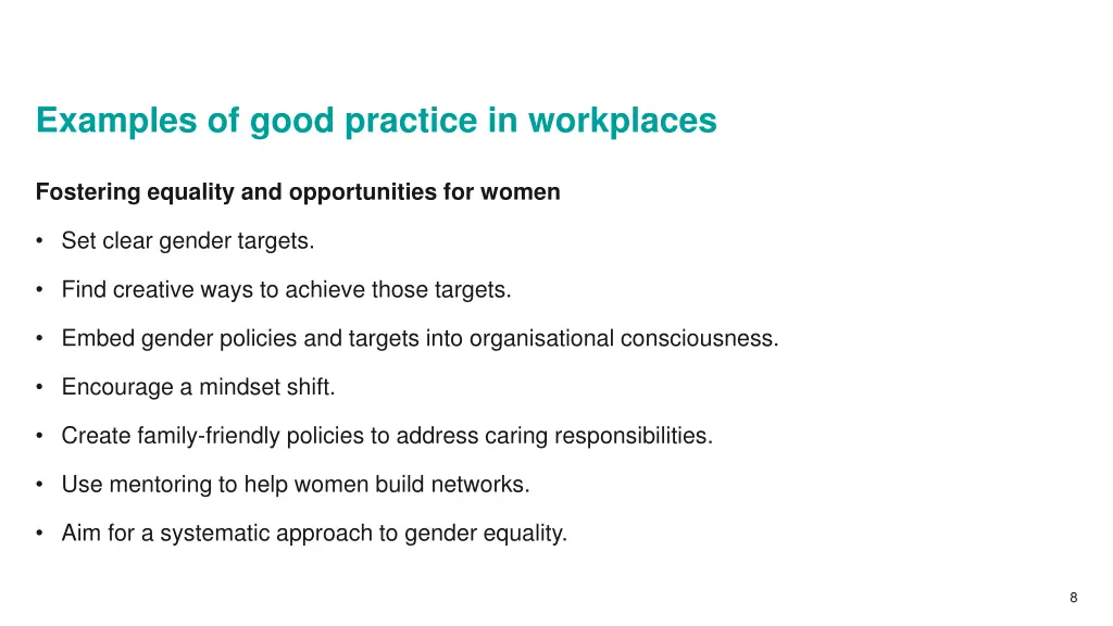 examples of good practice in workplaces