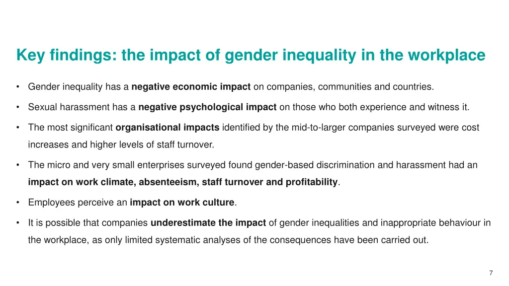 key findings the impact of gender inequality