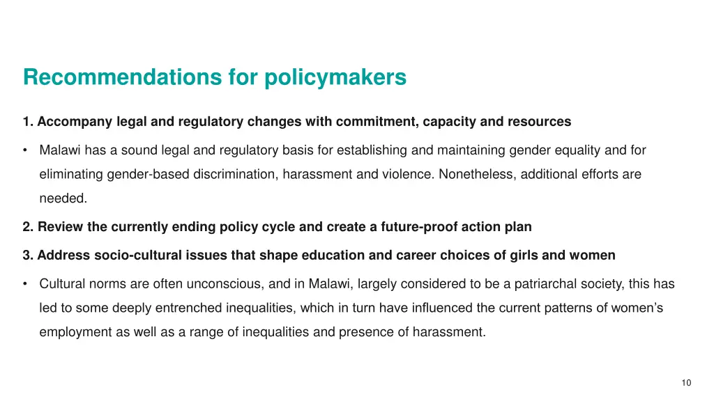 recommendations for policymakers