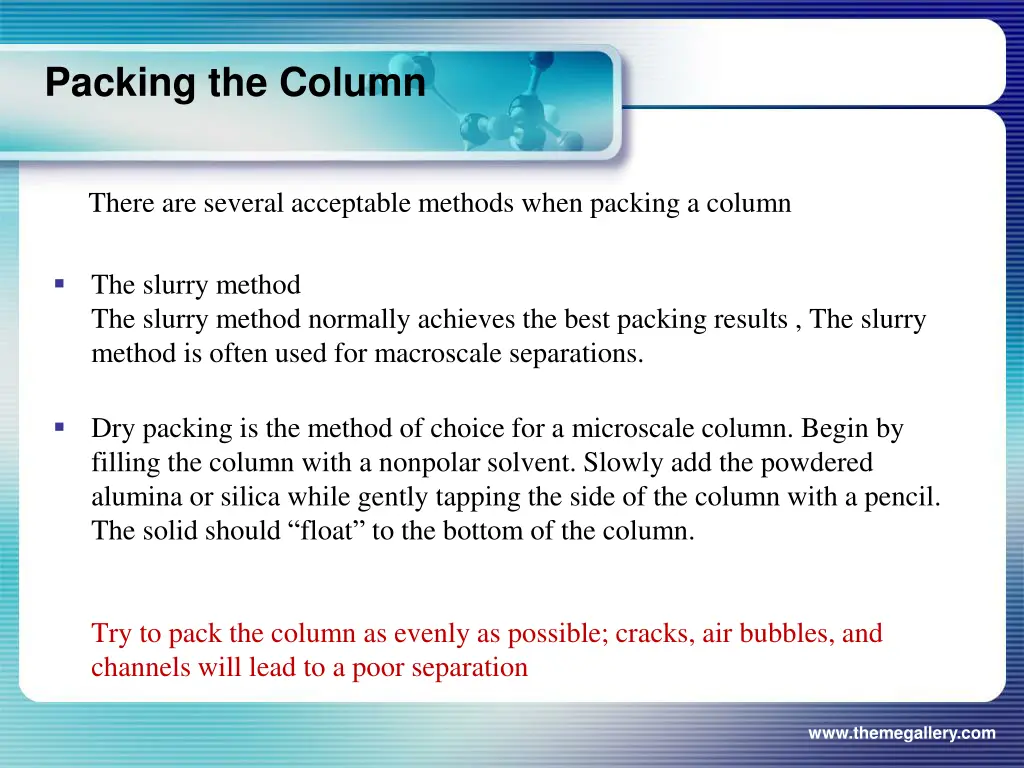 packing the column