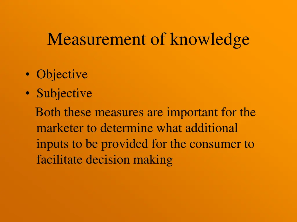 measurement of knowledge
