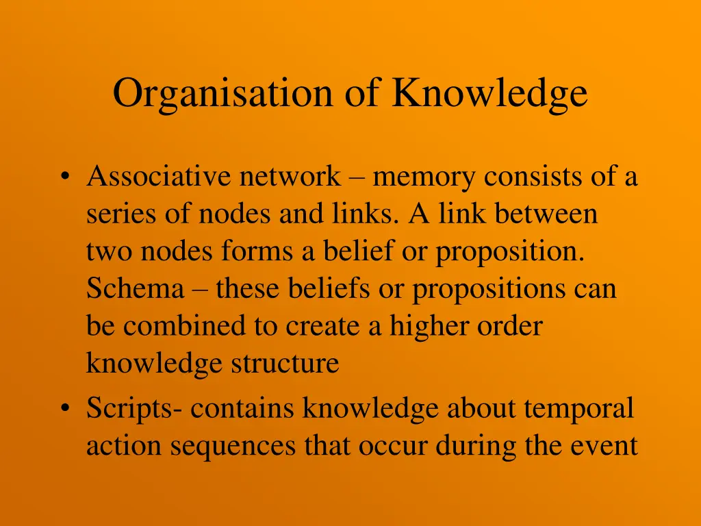 organisation of knowledge
