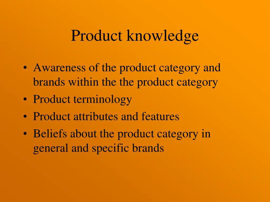 product knowledge