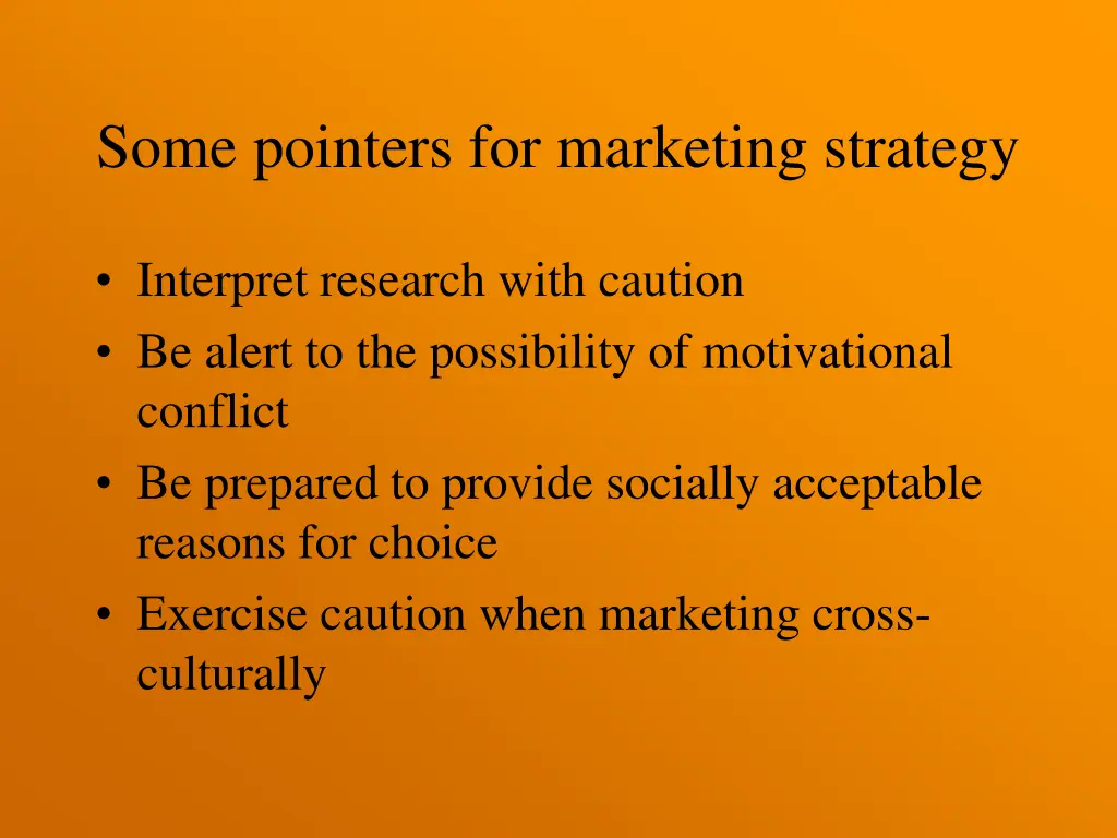 some pointers for marketing strategy