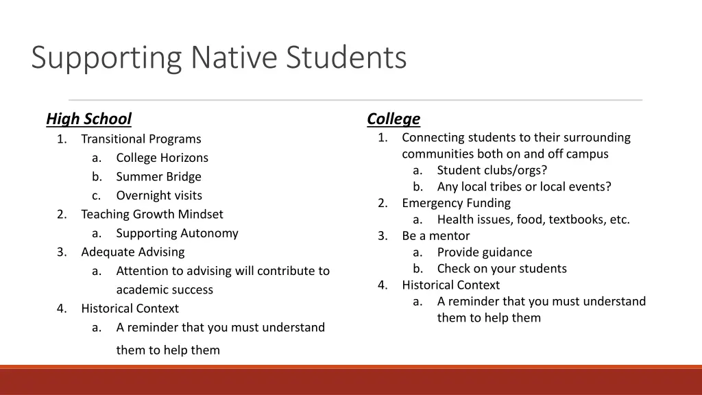 supporting native students