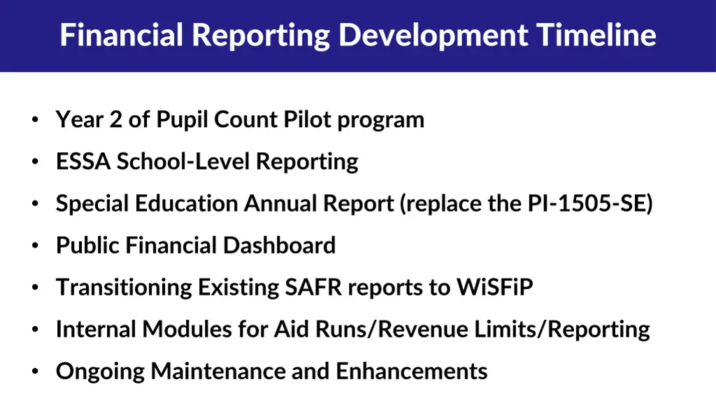 financial reporting development timeline