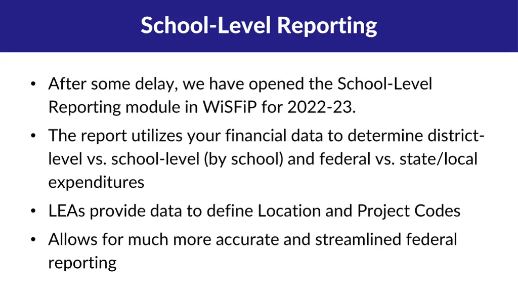 school level reporting