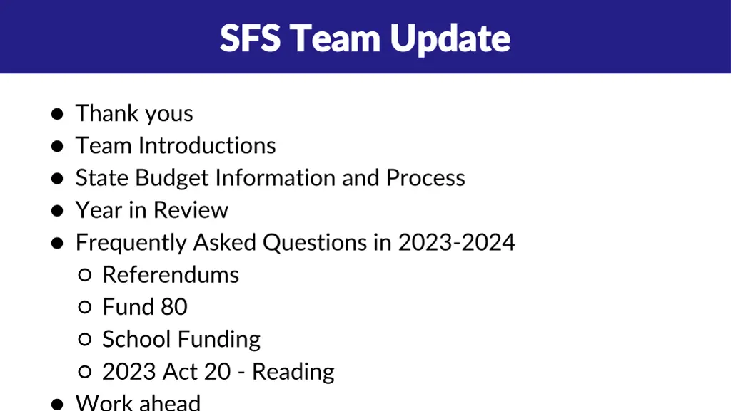 sfs team update sfs team update
