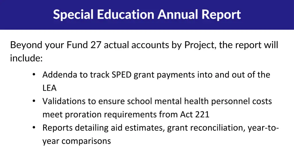 special education annual report 1
