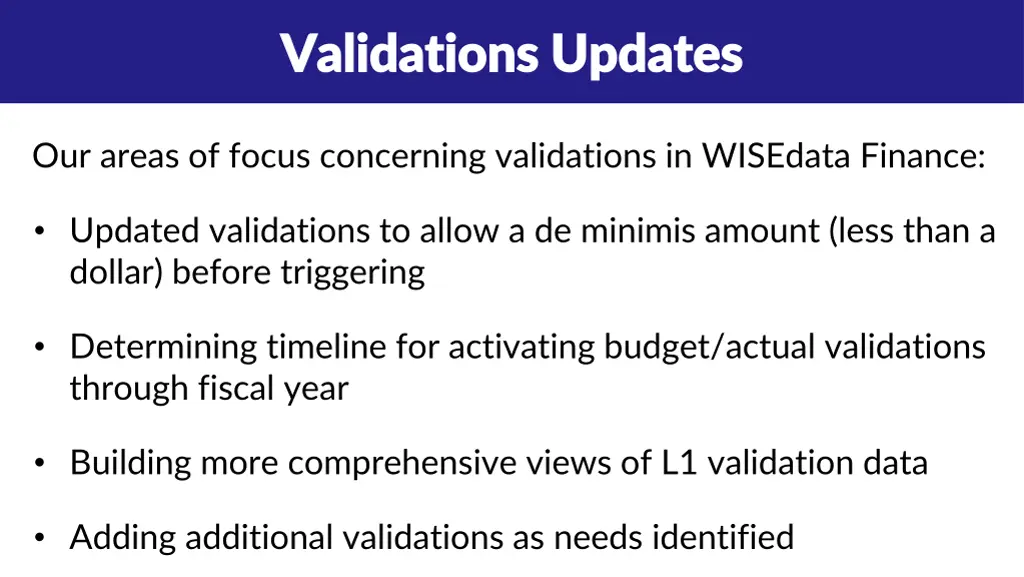 validations updates validations updates