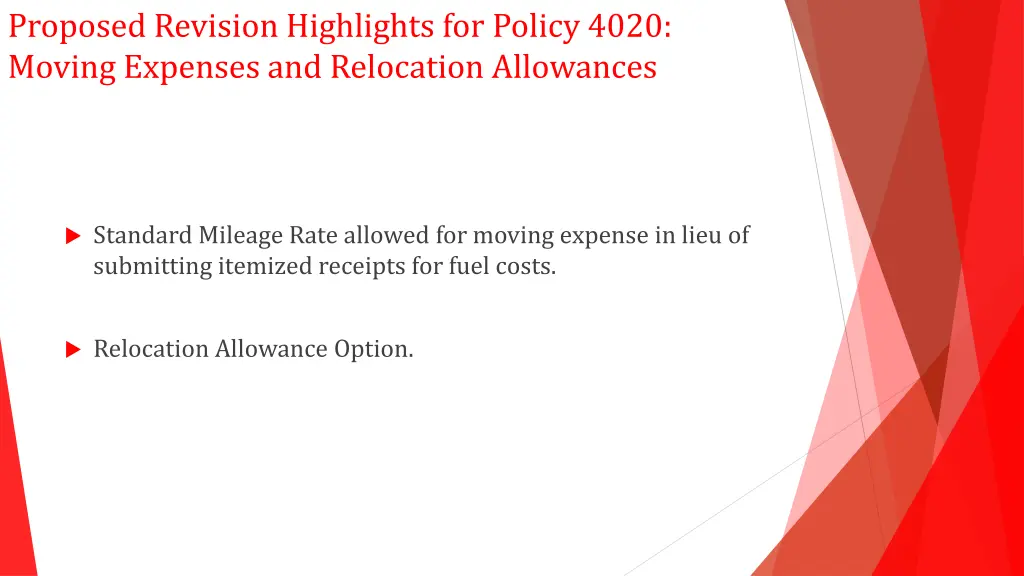 proposed revision highlights for policy 4020