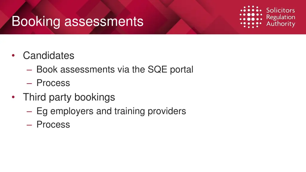 booking assessments