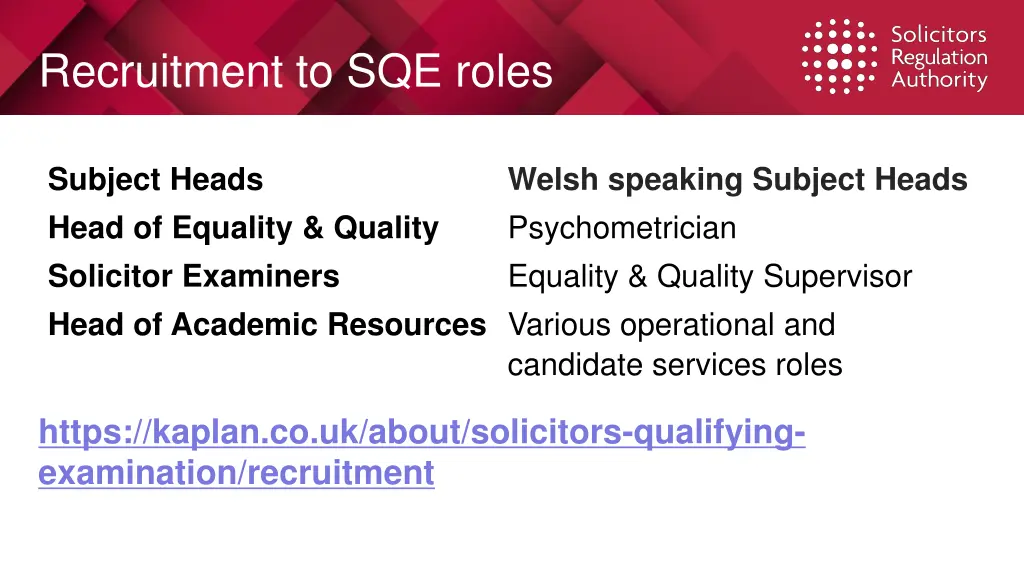 recruitment to sqe roles