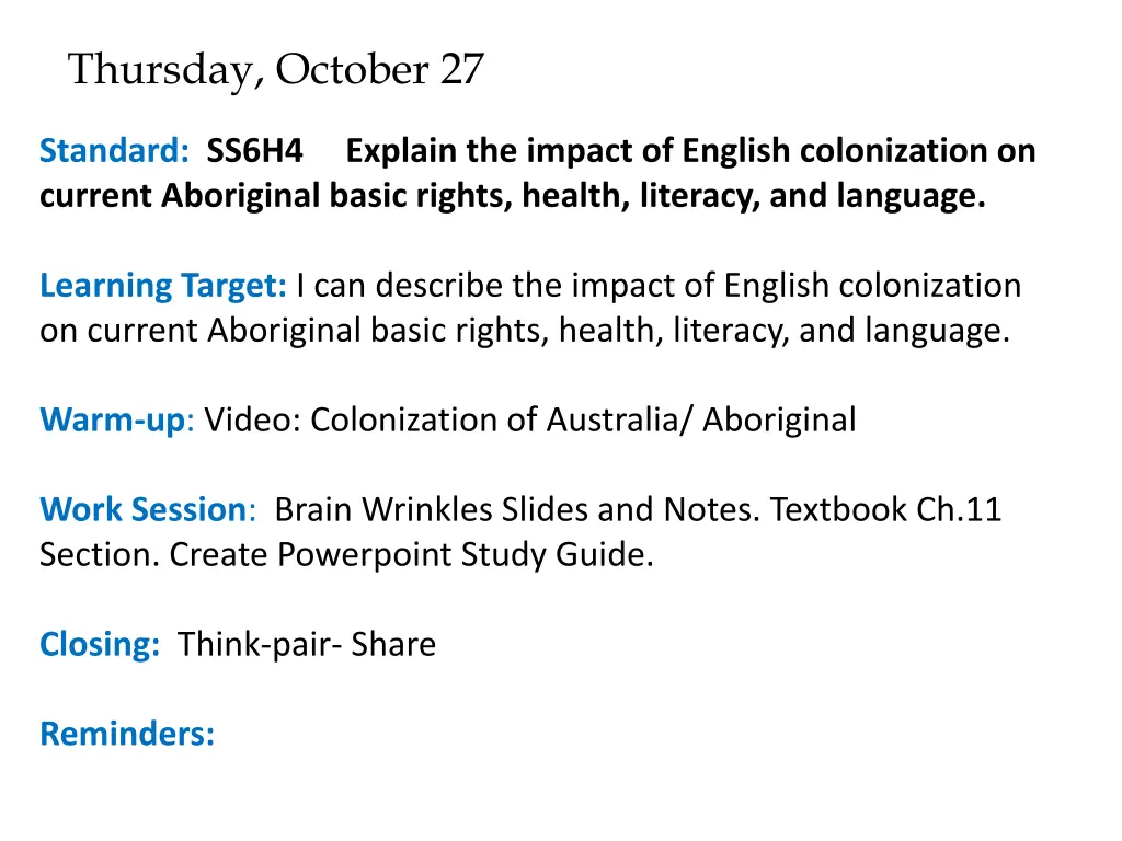 thursday october 27