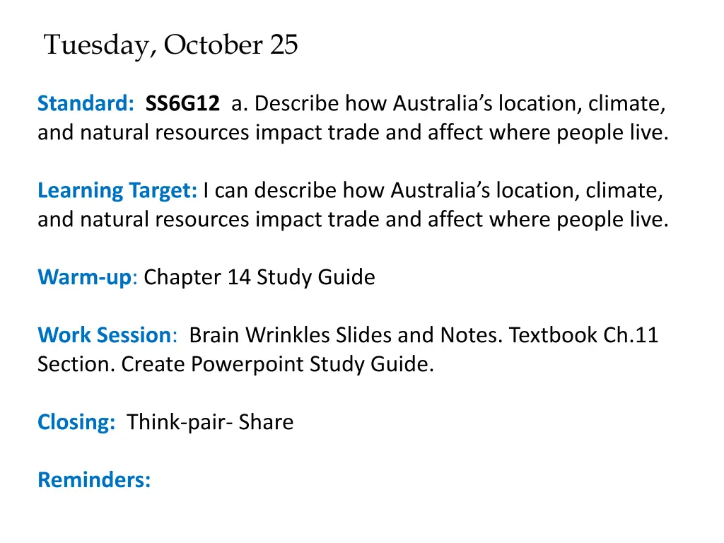 tuesday october 25