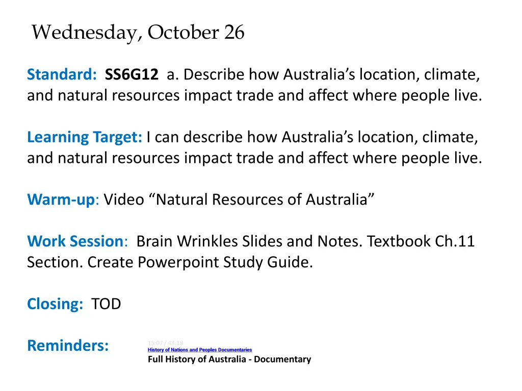 wednesday october 26