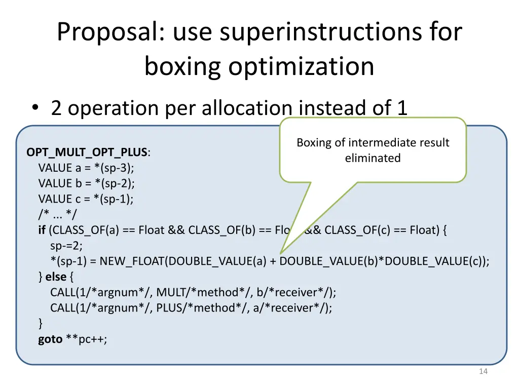 proposal use superinstructions for boxing