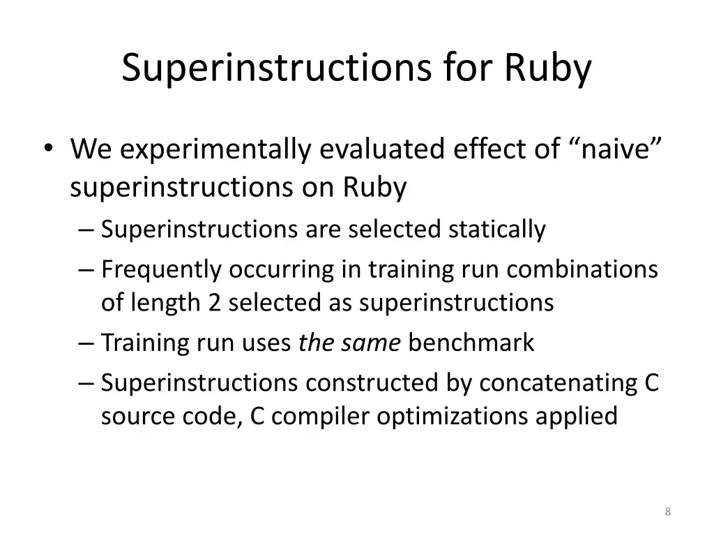 superinstructions for ruby