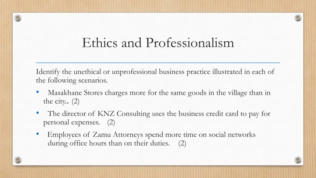 ethics and professionalism 10
