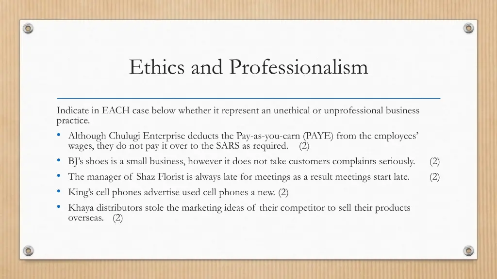 ethics and professionalism 11