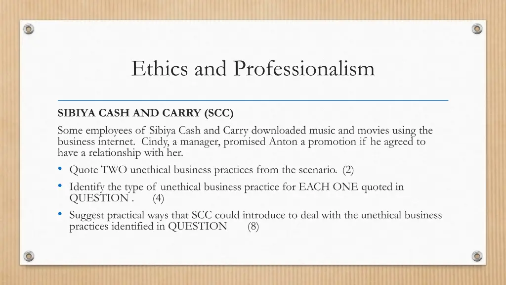 ethics and professionalism 12