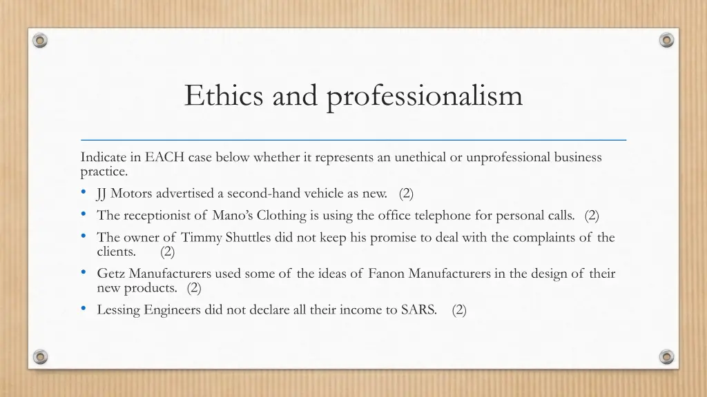 ethics and professionalism 2