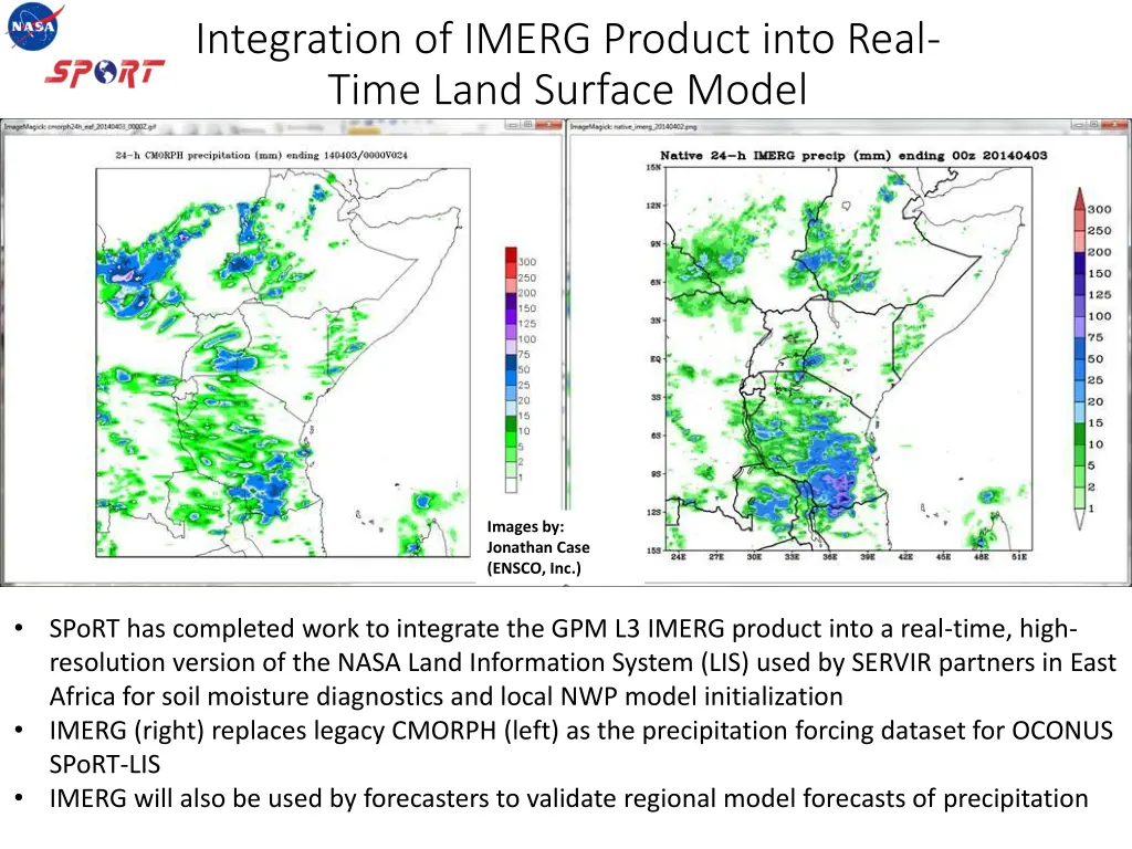 integration of imerg product into real time land