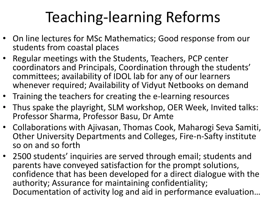 teaching learning reforms