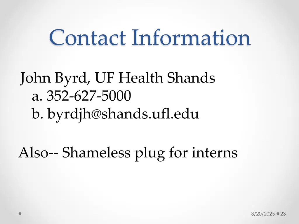 contact information