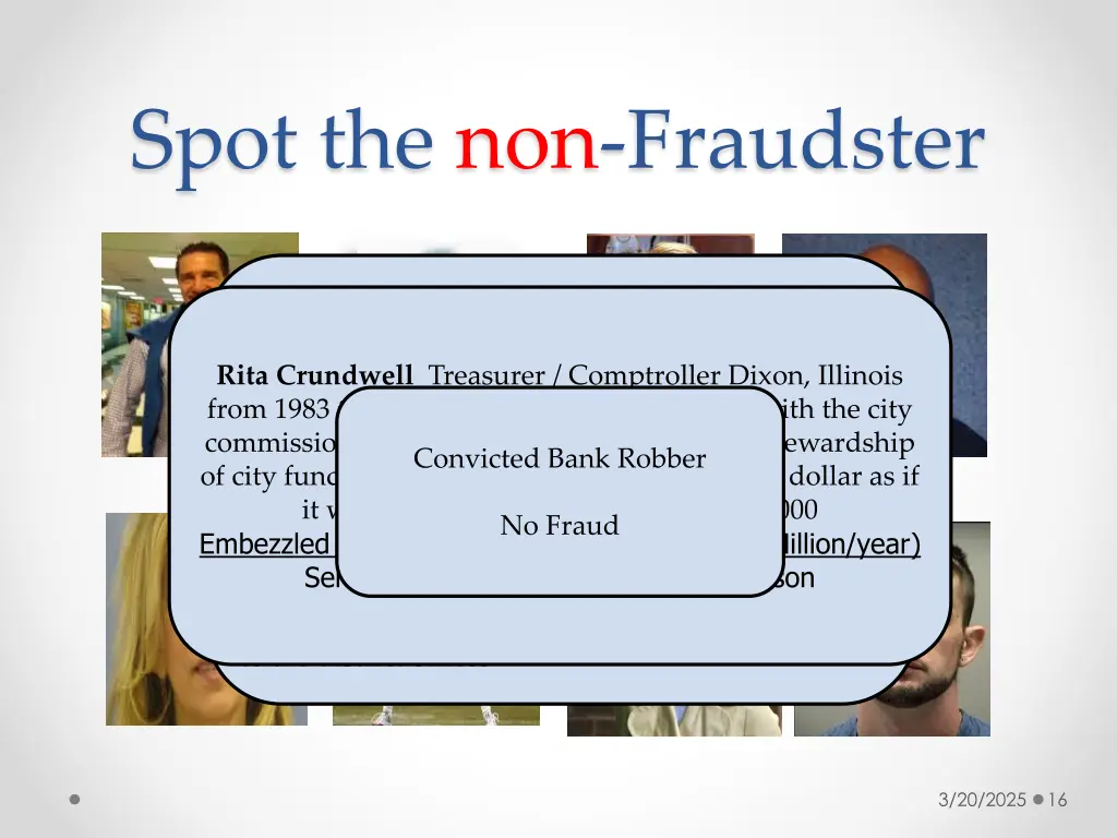 spot the non fraudster