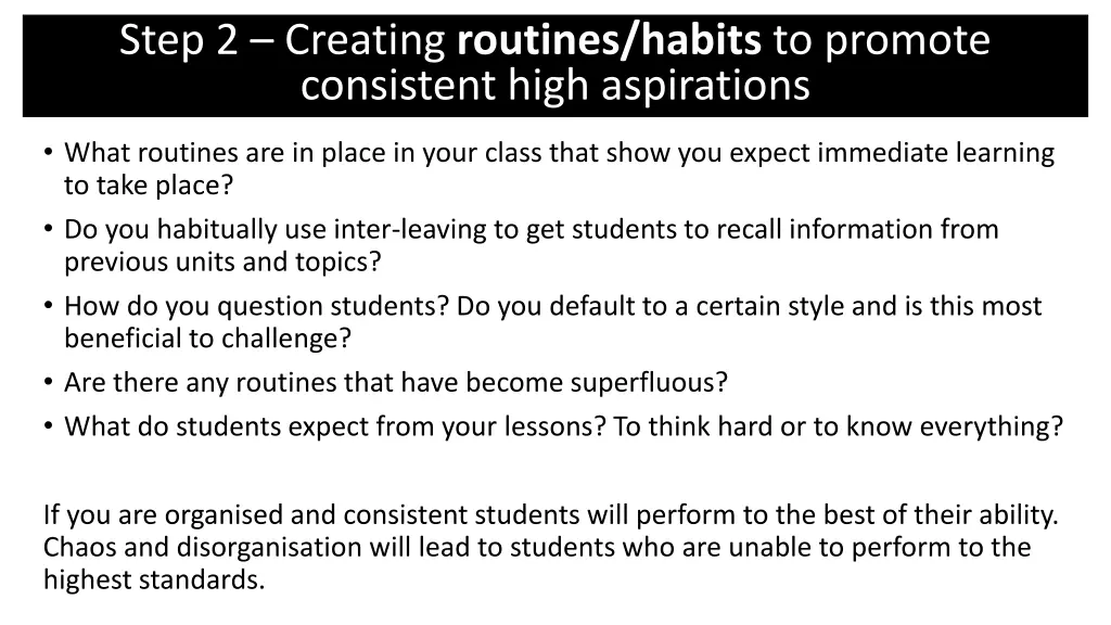 step 2 creating routines habits to promote