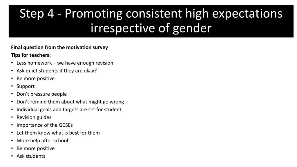 step 4 promoting consistent high expectations