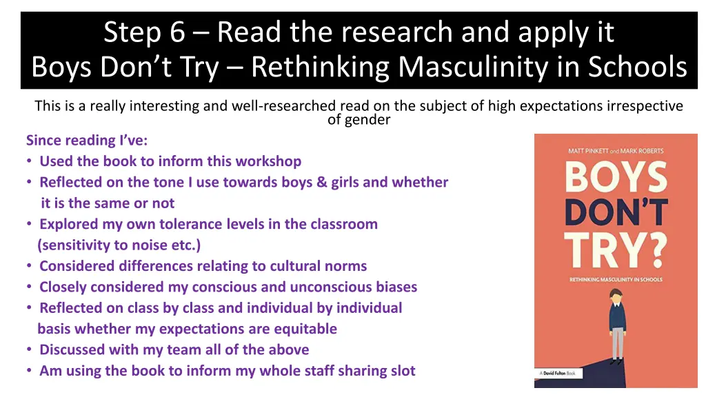 step 6 read the research and apply it boys