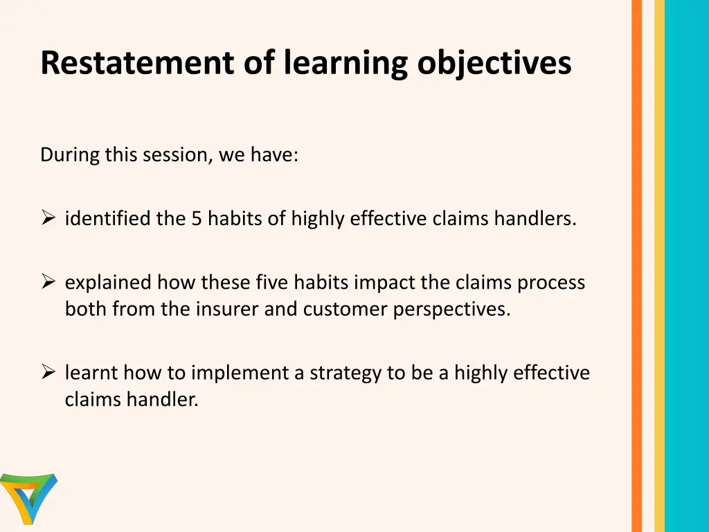 restatement of learning objectives