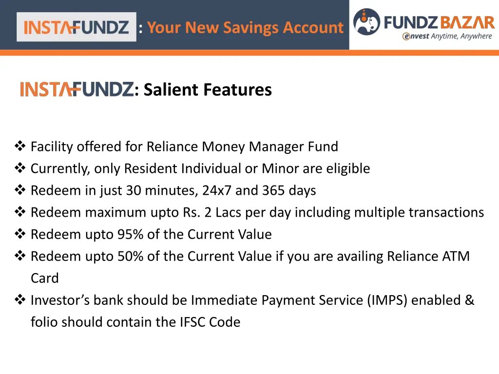 your new savings account
