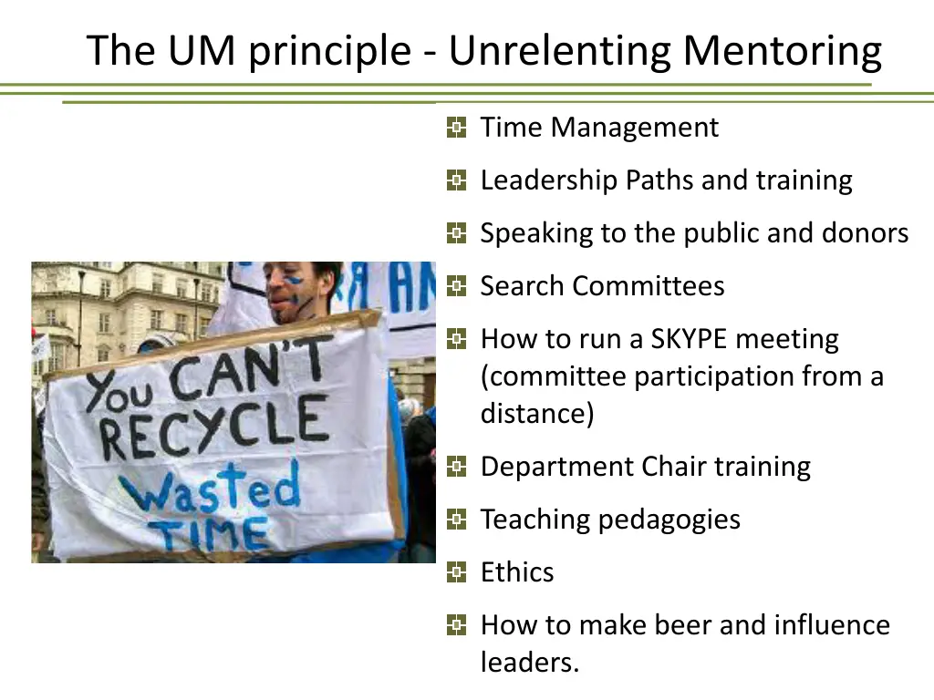 the um principle unrelenting mentoring