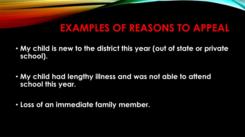 examples of reasons to appeal